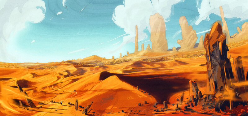 Desert Landscape with Ruins — Orange
