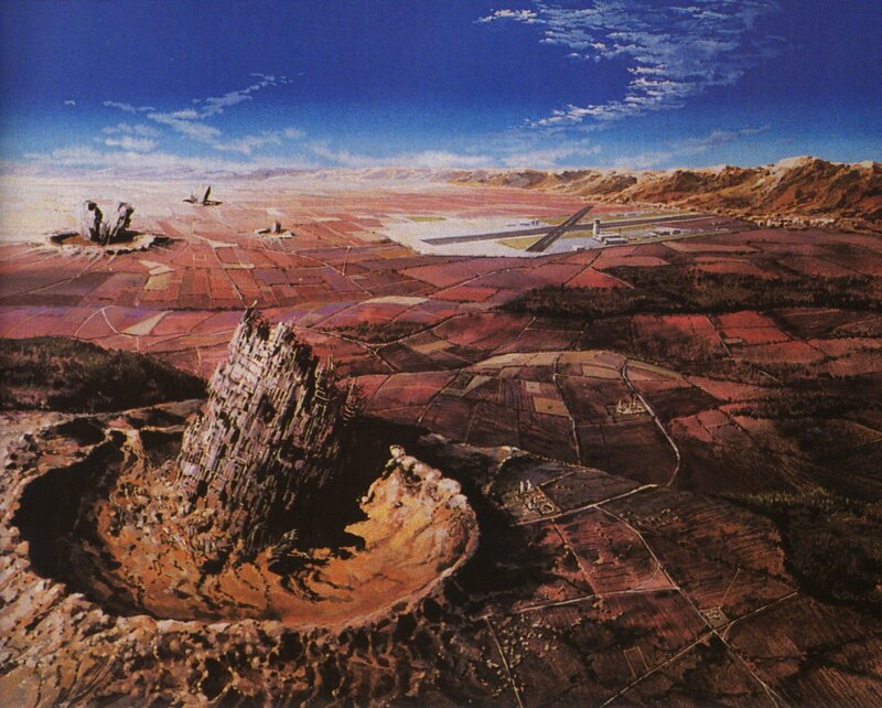 Desert landscape with ruins