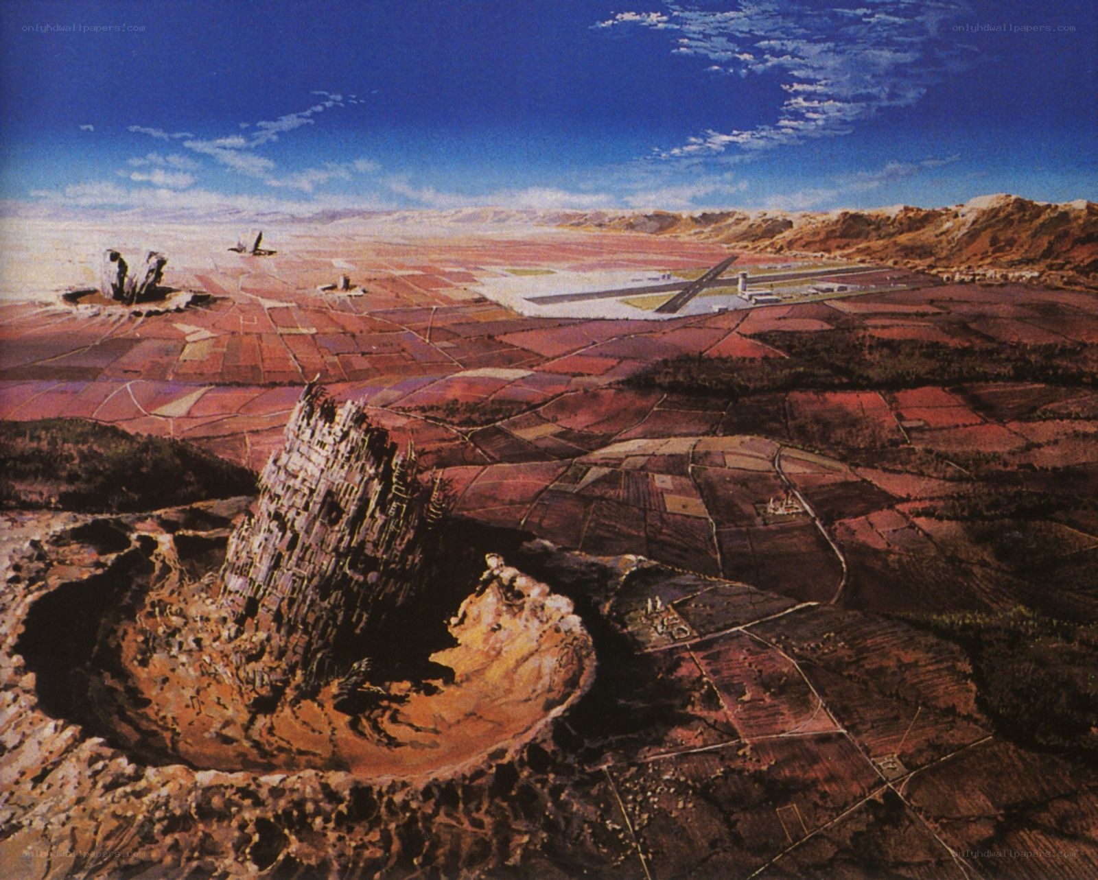 Desert landscape with ruins