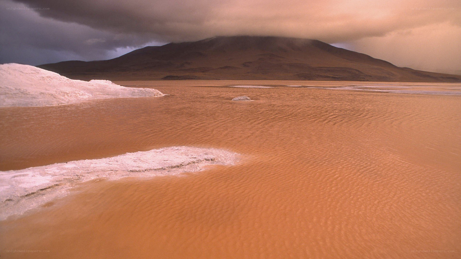 Desert landscape with salt flats