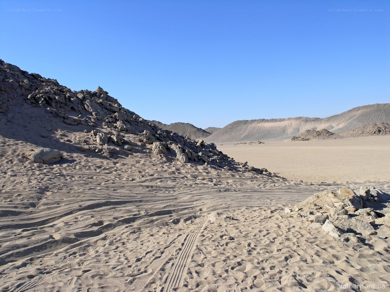 Desert landscape with sand dunes