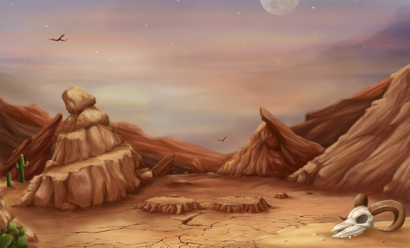 Desert Landscape with Skull