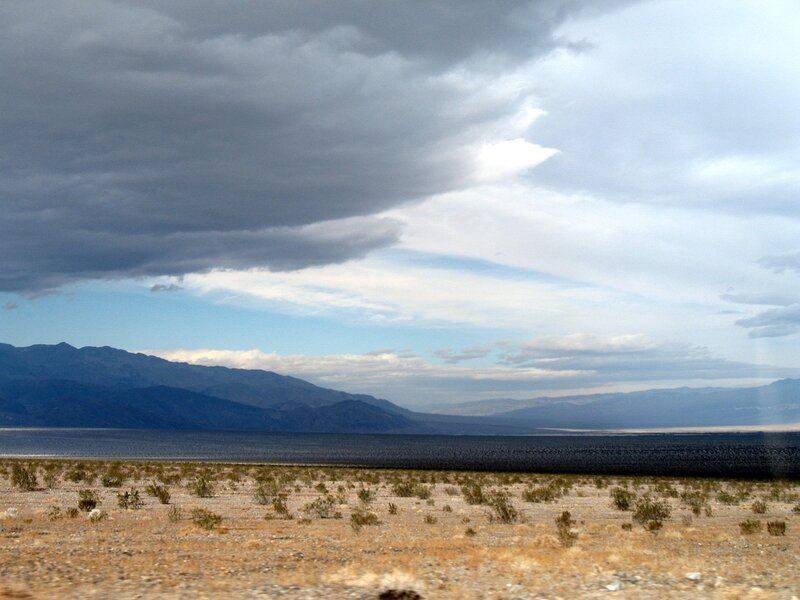 Desert landscape with storm clouds
