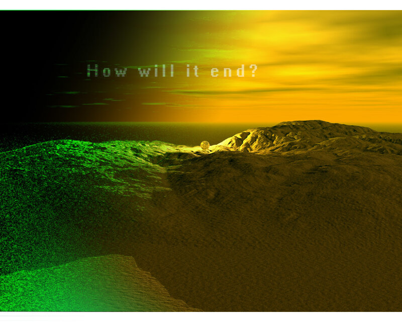 Desert landscape with text