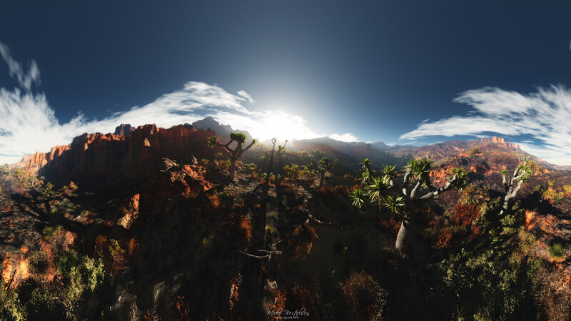 Desert Landscape with Trees — Blue, Dramatic