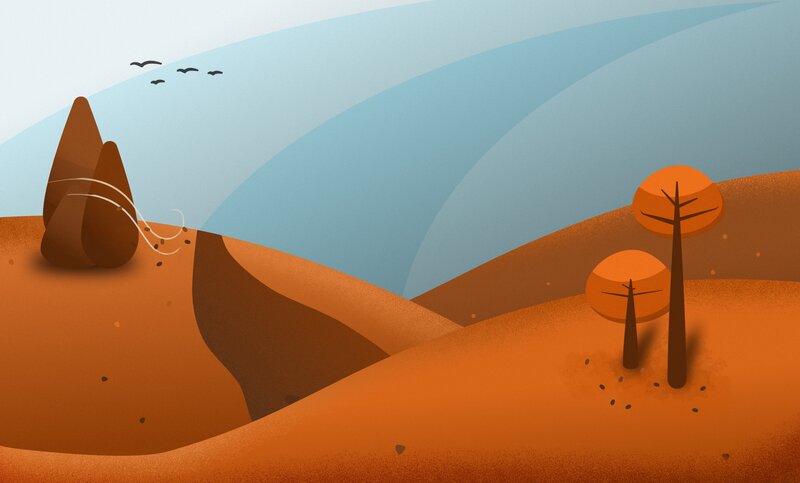 Desert Landscape with Trees — Orange