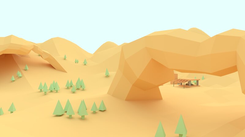 Desert Landscape with Trees — Yellow