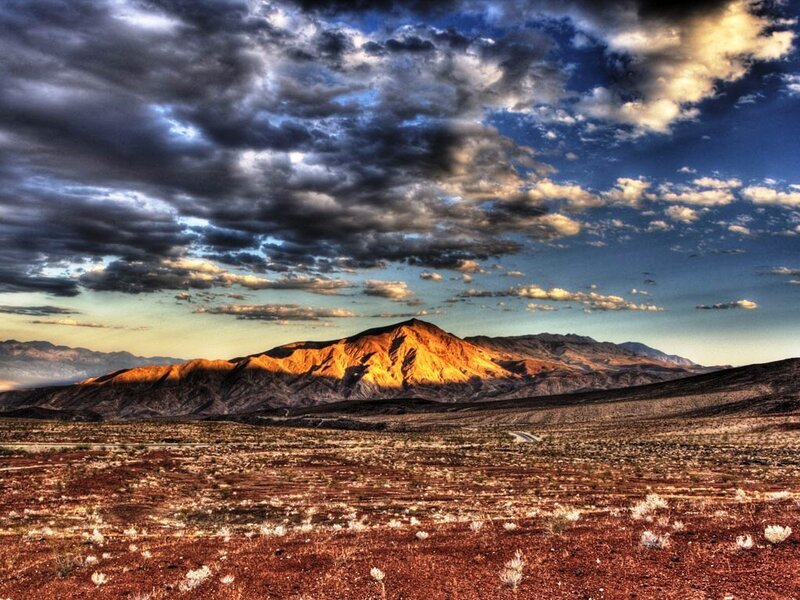 Desert mountain at sunset
