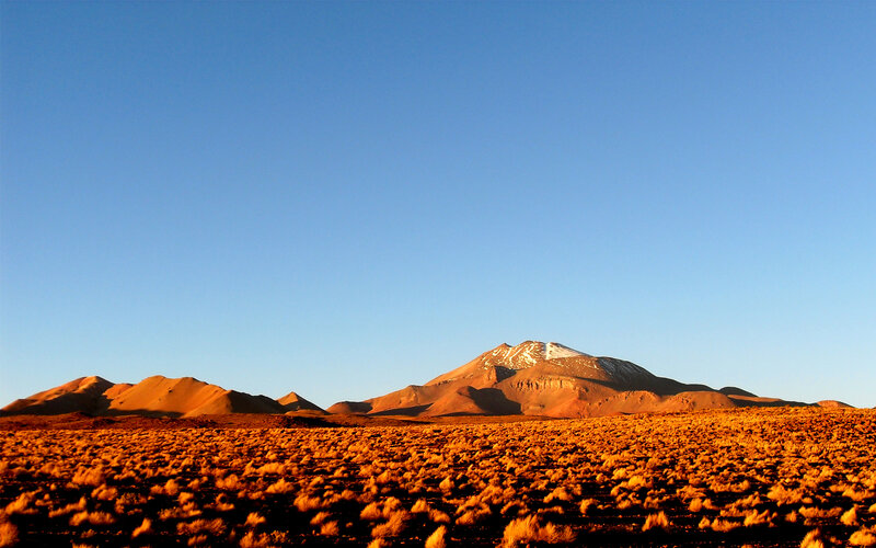 Desert mountain at sunset