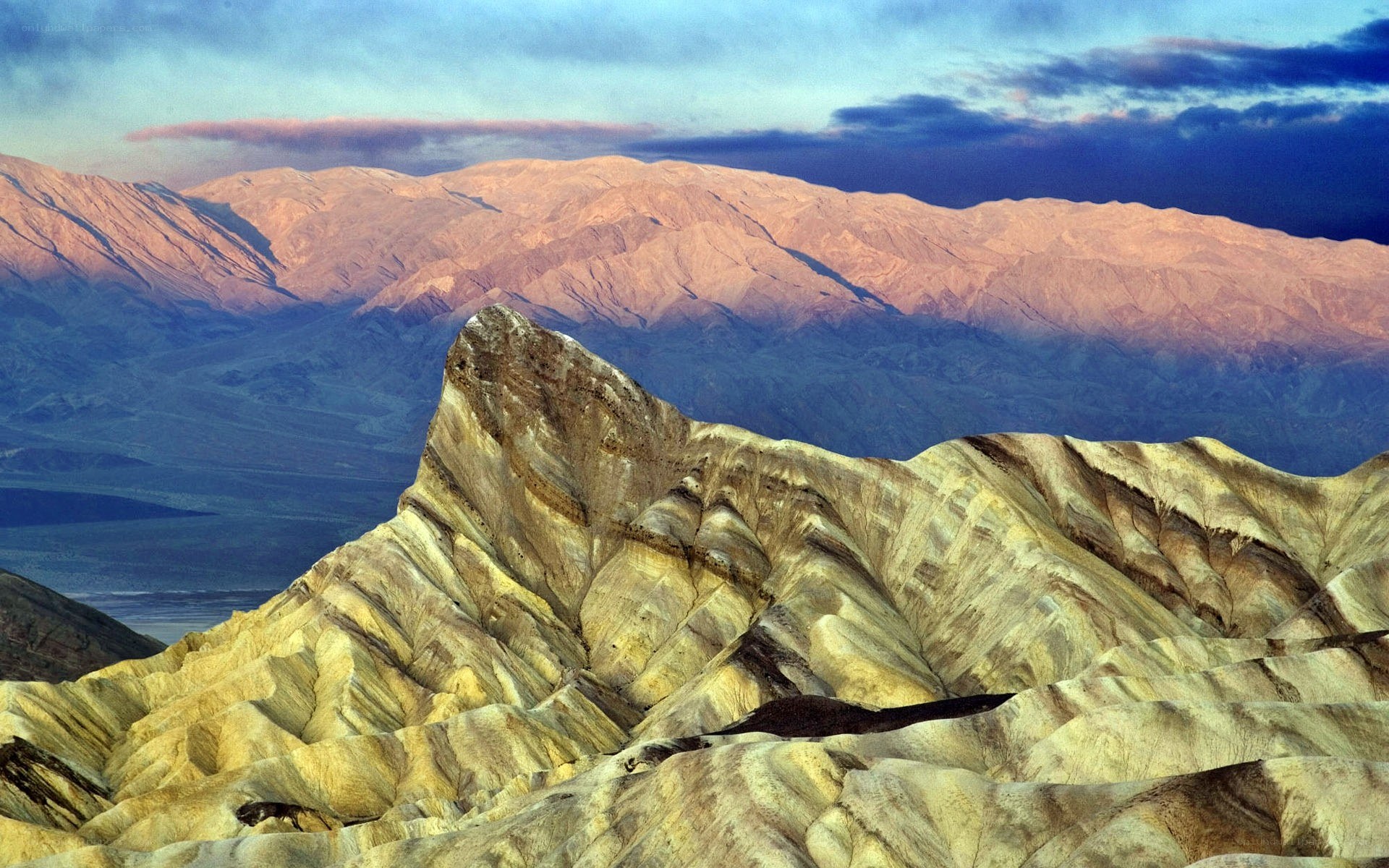 Desert mountain landscape at sunset