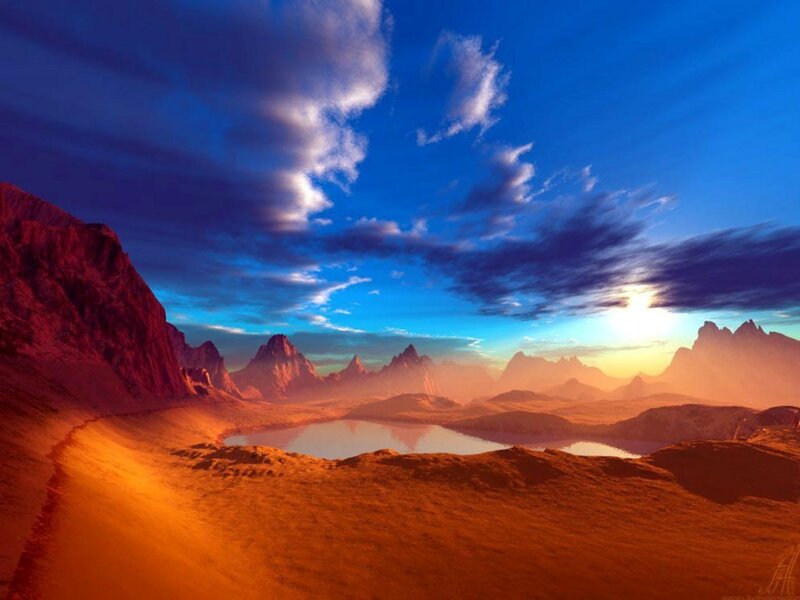 Desert Mountain Landscape — Blue