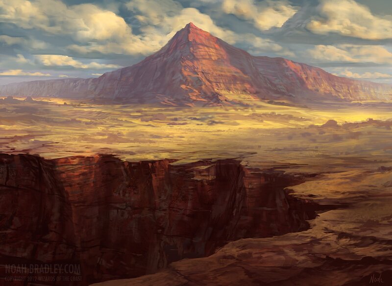 Desert Mountain Landscape — Brown, Dramatic, Sunset, Digital Art