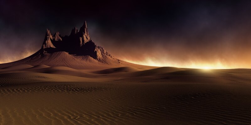 Desert Mountain Landscape — Brown, Dramatic, Sunset