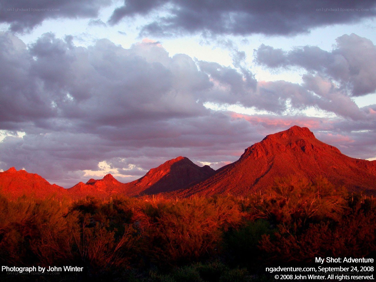 Desert mountains at sunset