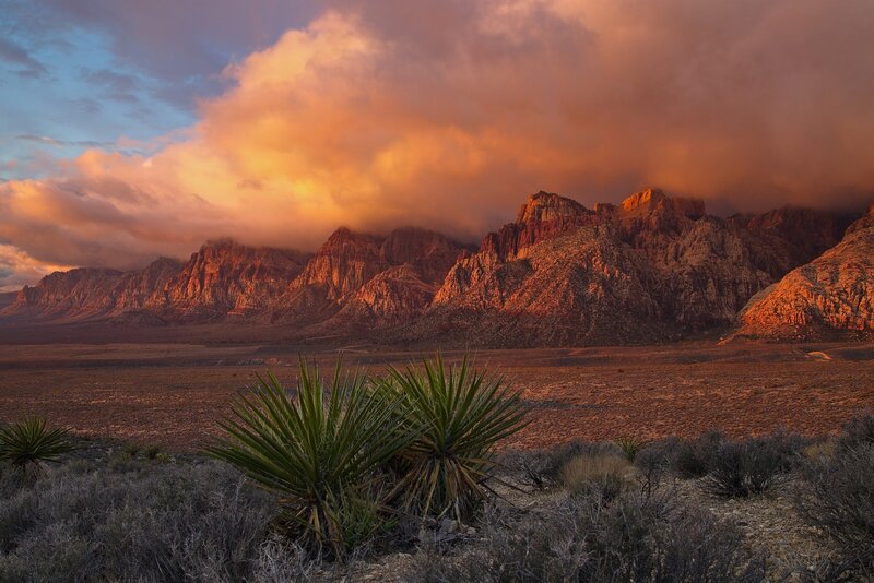 Desert Mountains at Sunset — Orange