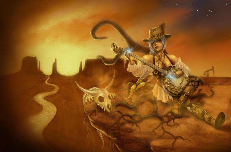 Desert musician with banjo