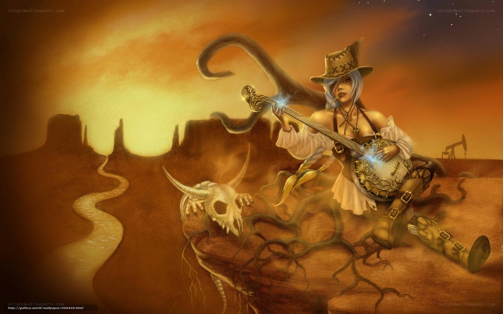 Desert musician with banjo