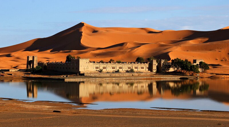 Desert Oasis with Building