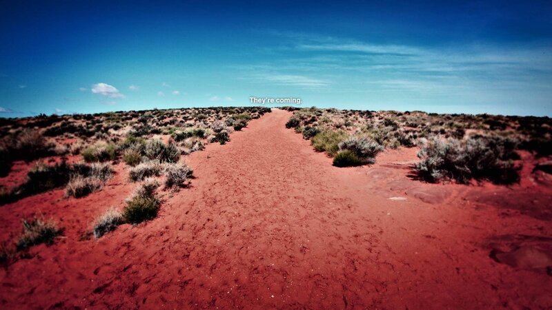 Desert path with text