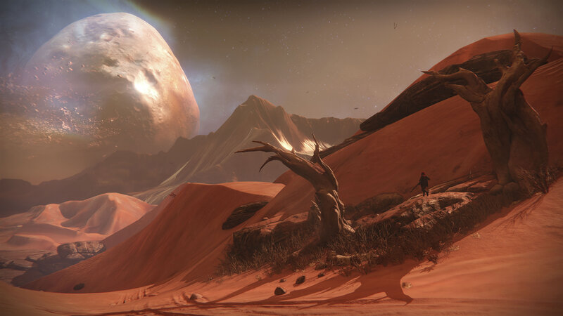 Desert planet with large moon