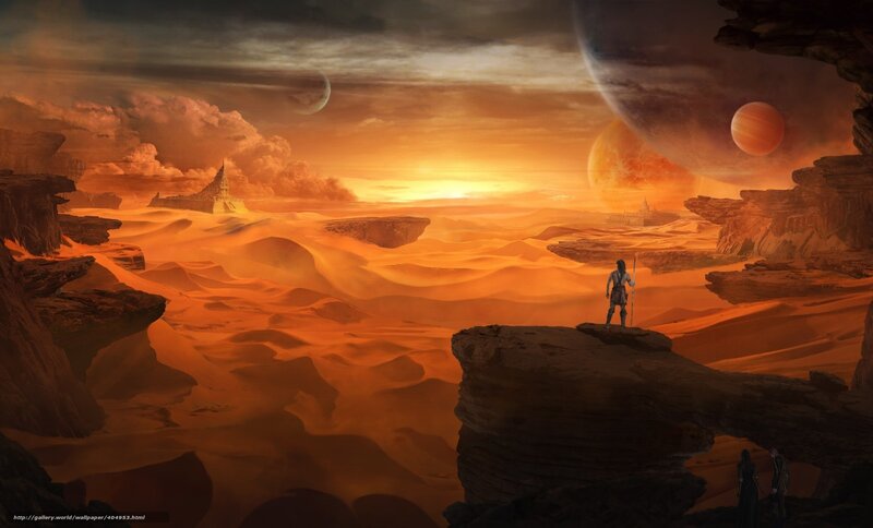 Desert planet with multiple moons