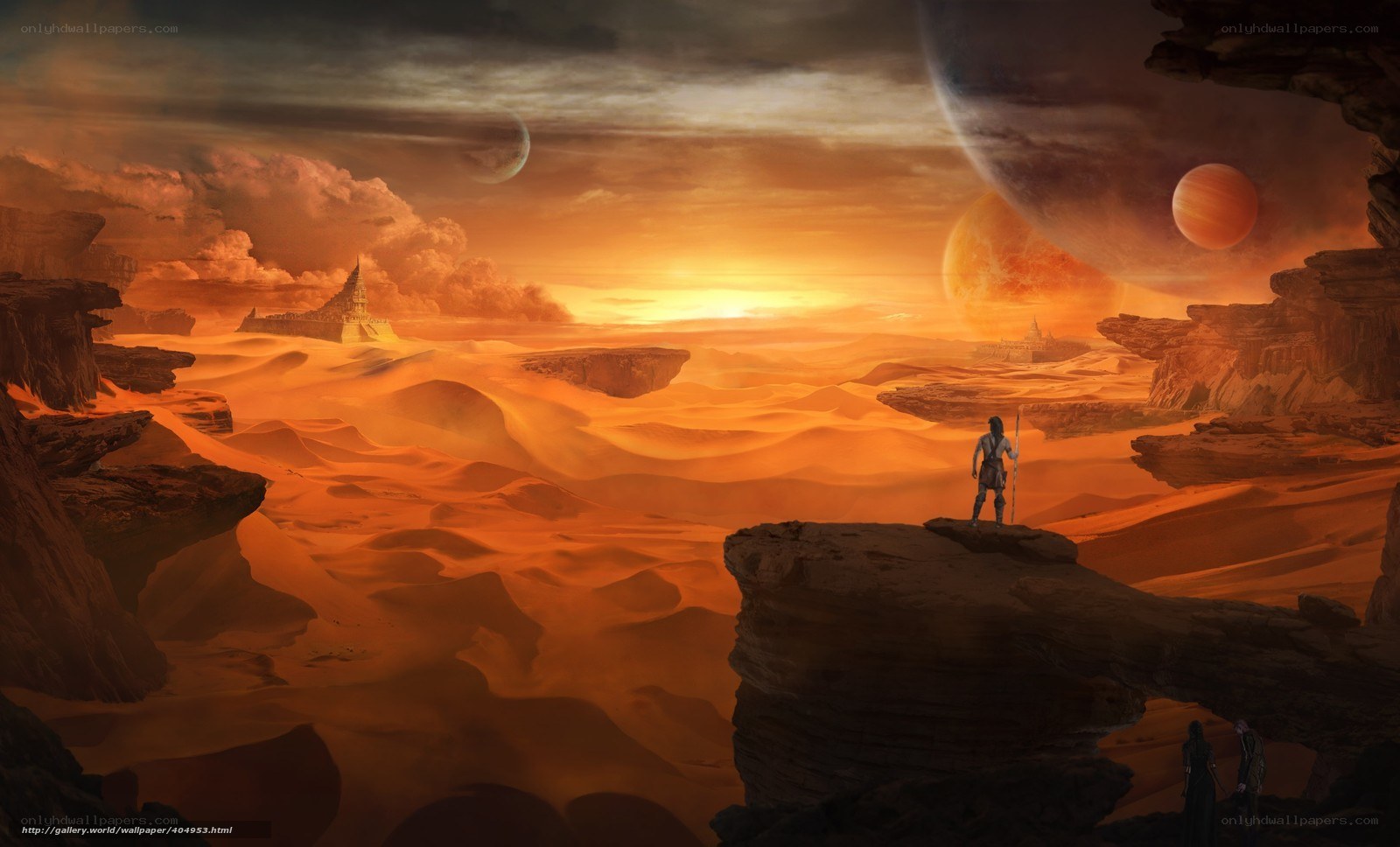 Desert planet with multiple moons
