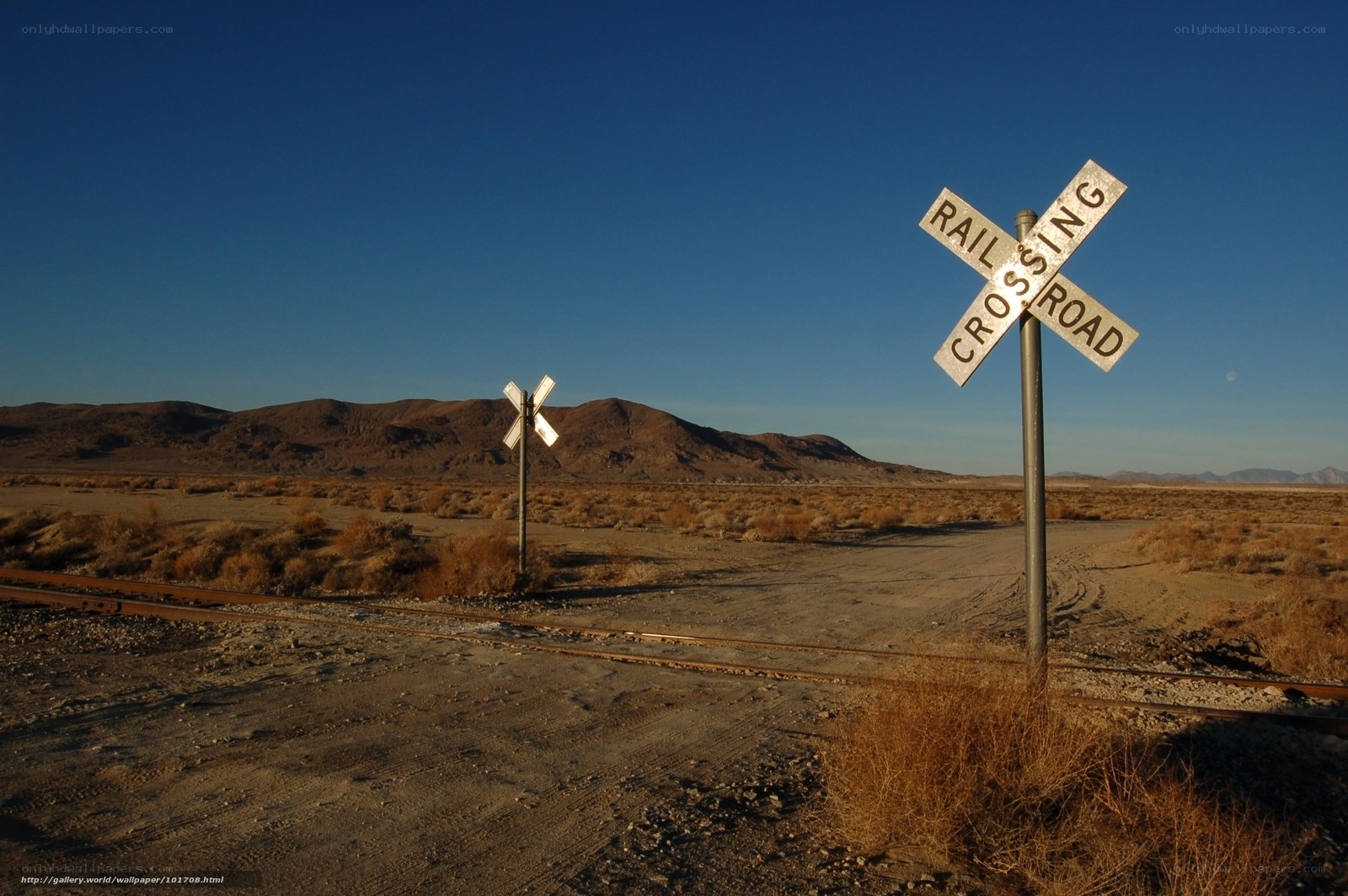 Desert railroad crossing sign