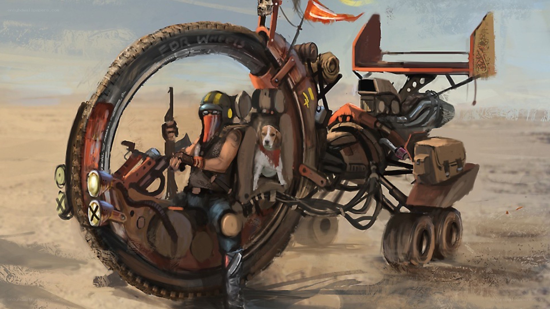 Desert rider with dog