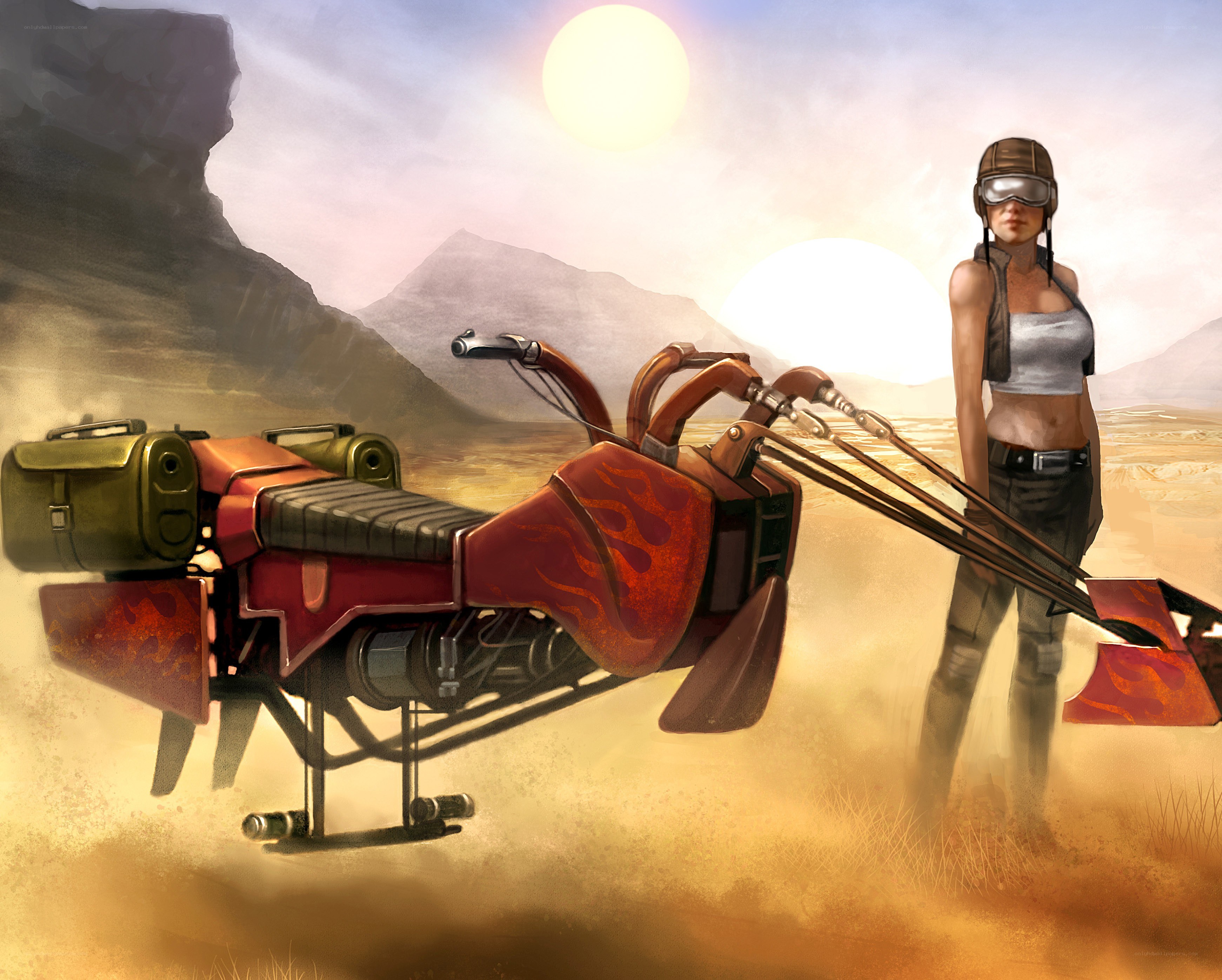 Desert rider with hoverbike
