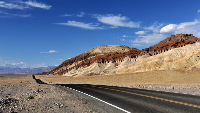 Desert Road and Mountains — Blue