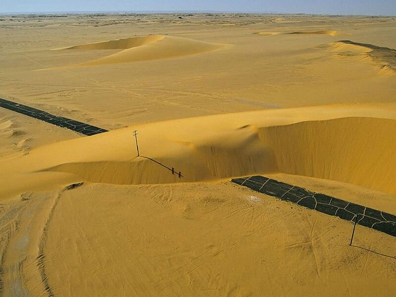 Desert Road and Sand Dunes
