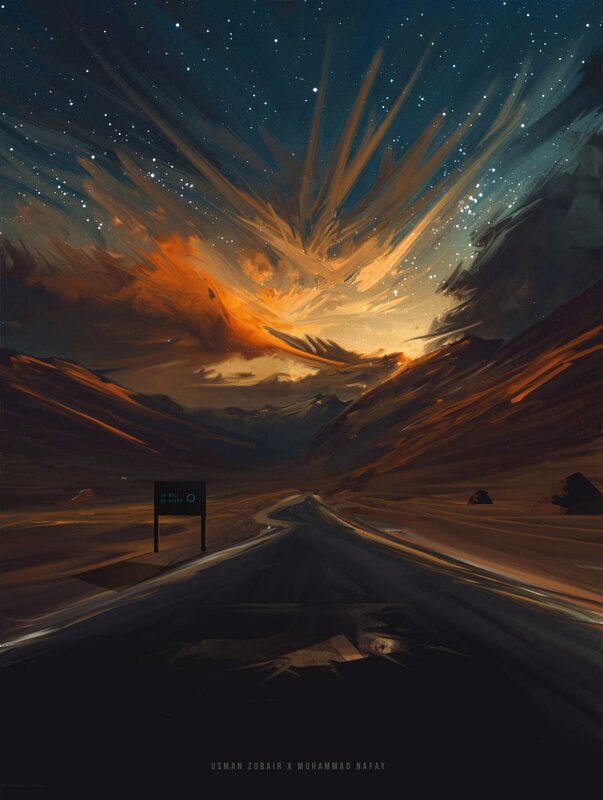 Desert Road at Night — Orange
