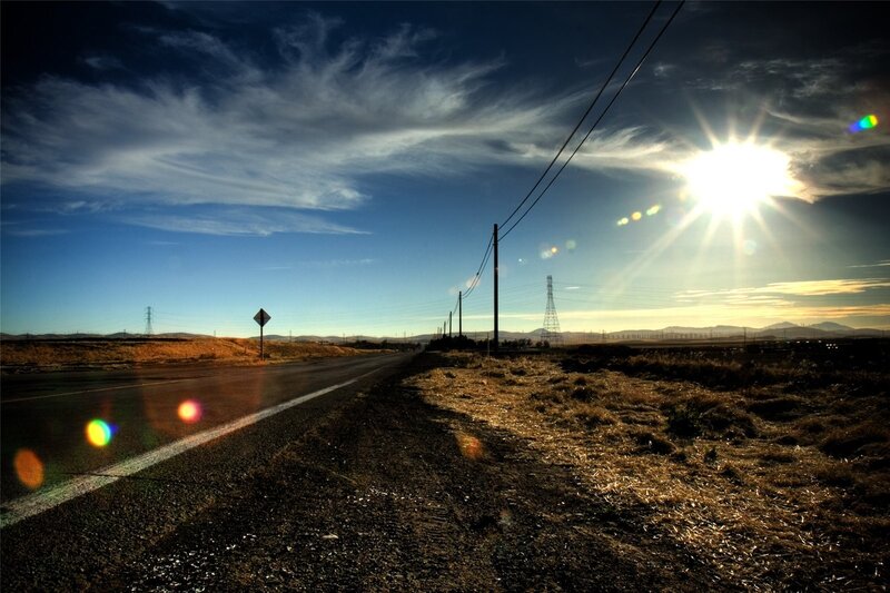 Desert Road at Sunset — Blue, Dramatic