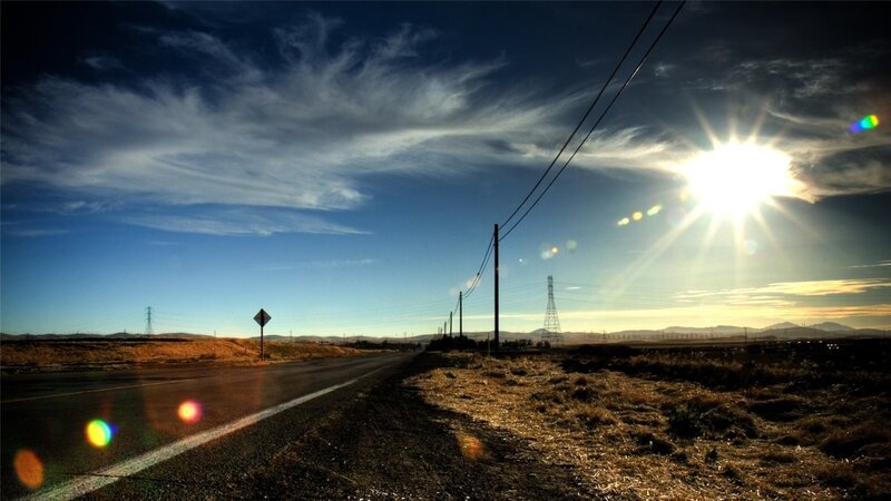 Desert Road at Sunset — Blue