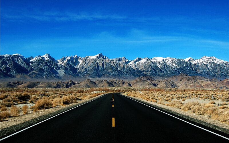 Desert Road to Mountains — Blue