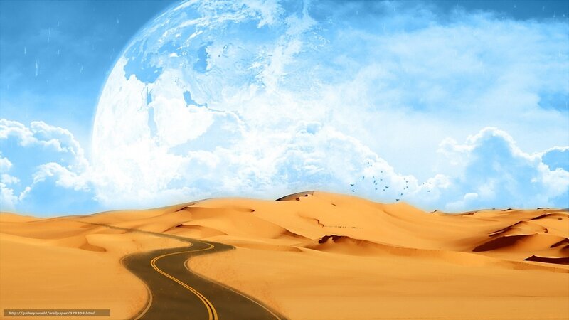 Desert road under alien sky