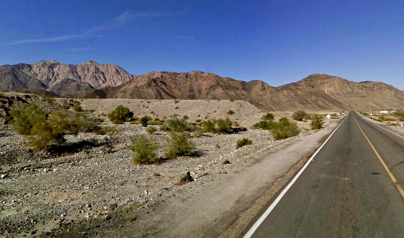 Desert Road with Mountains — Blue