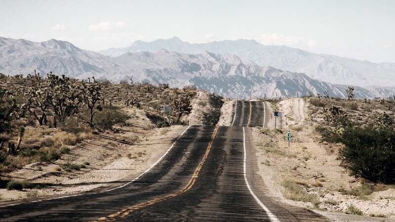 Desert Road with Mountains — Gray