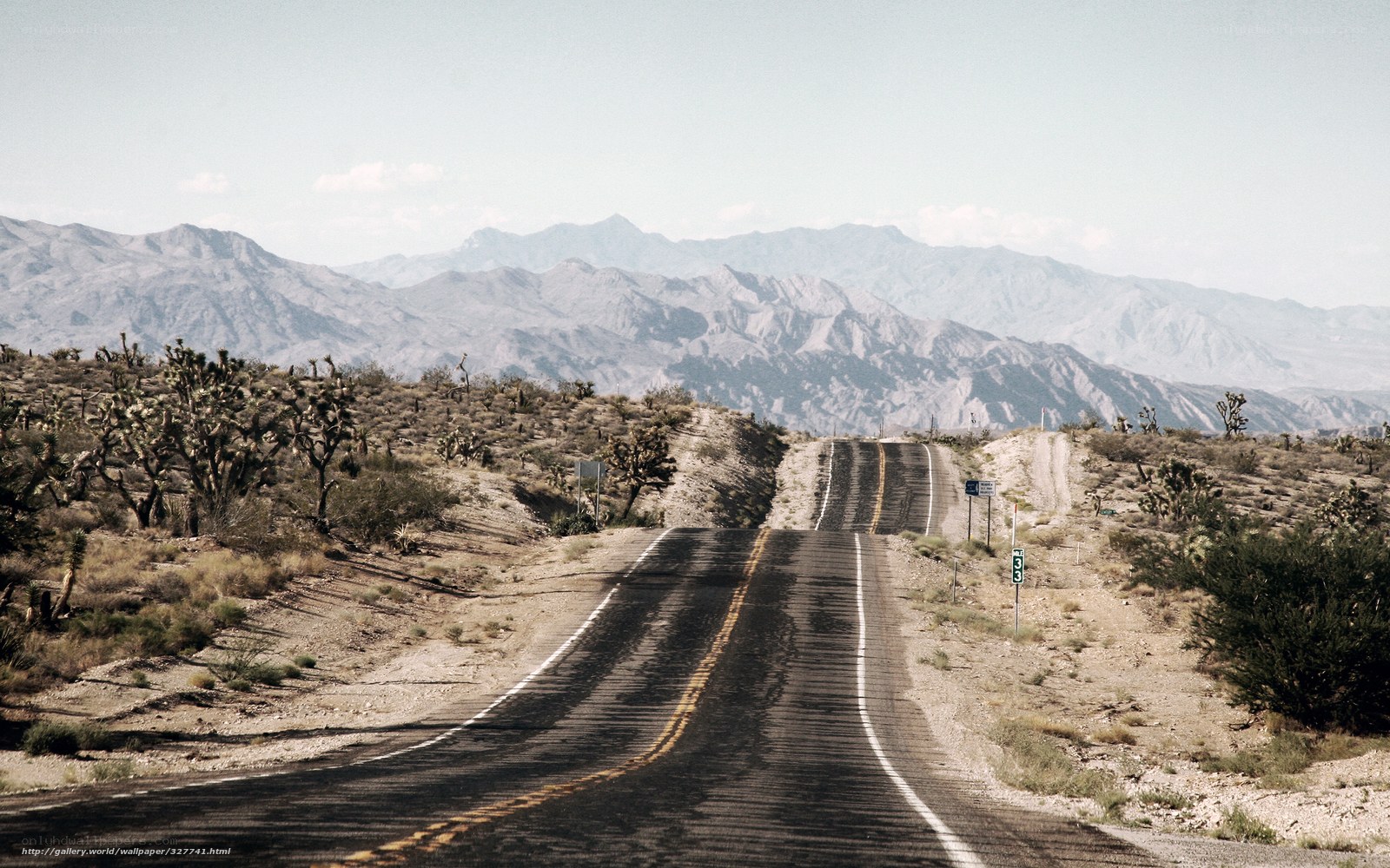 Desert road with mountains in background