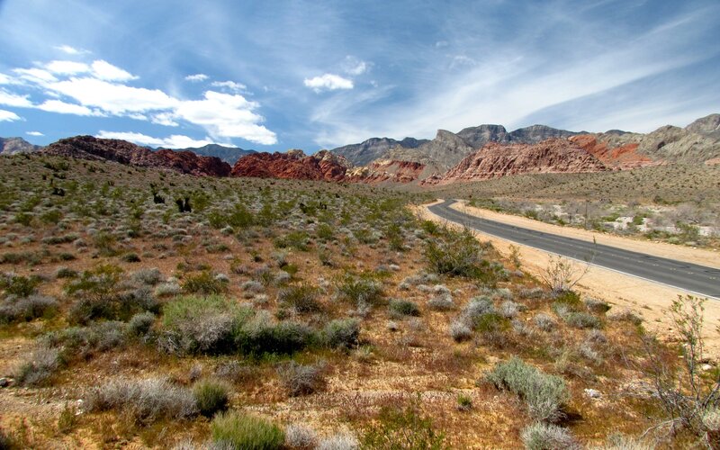 Desert Road with Red Rocks
