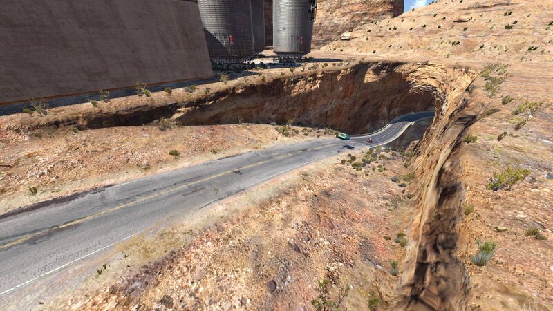 Desert road with silos