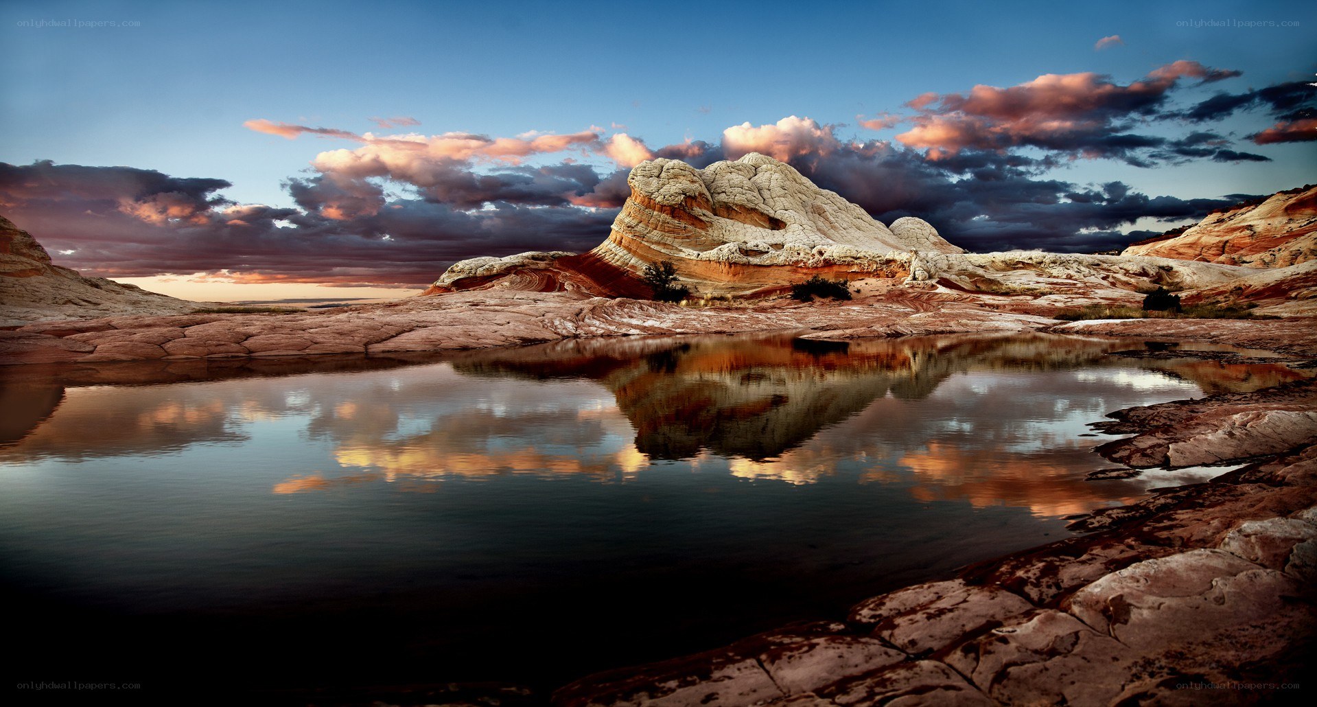 Desert rock formation at sunset