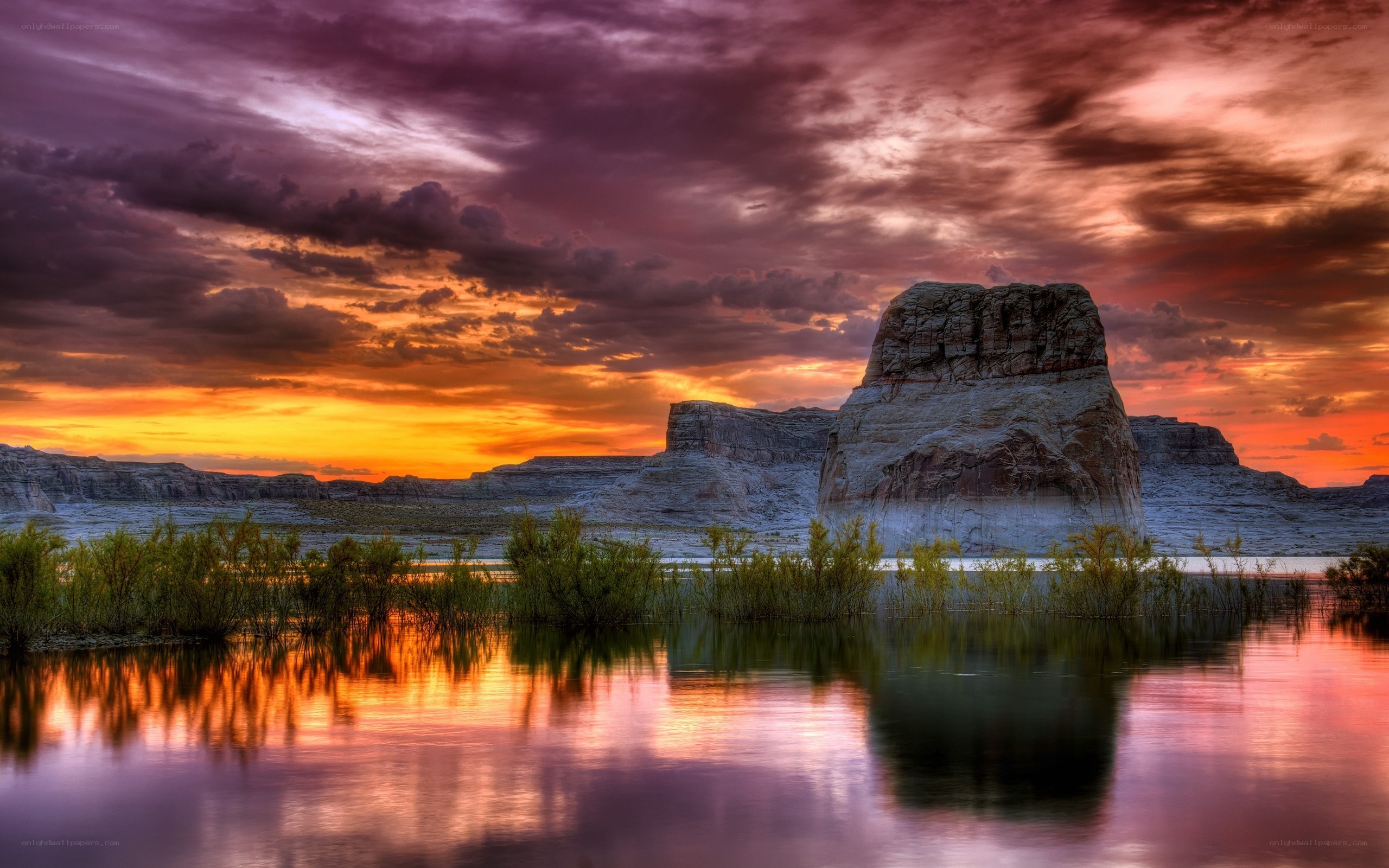 Desert rock formation at sunset