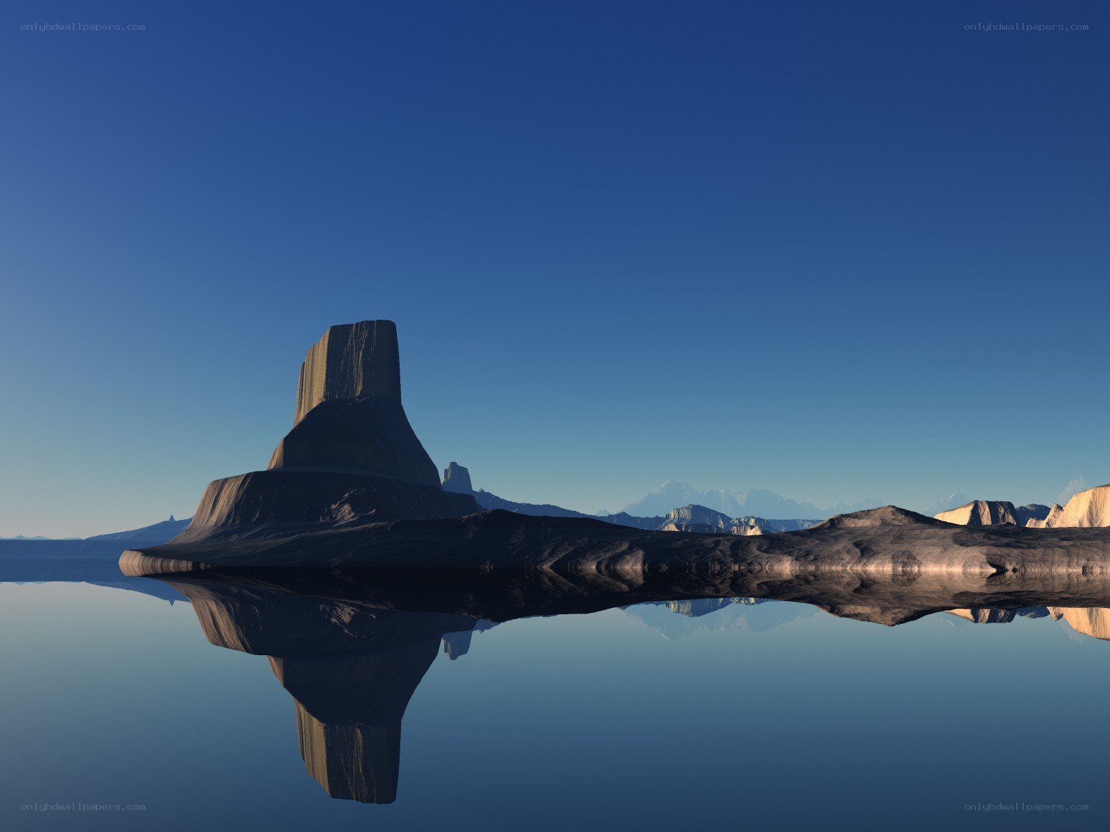Desert rock formation reflection