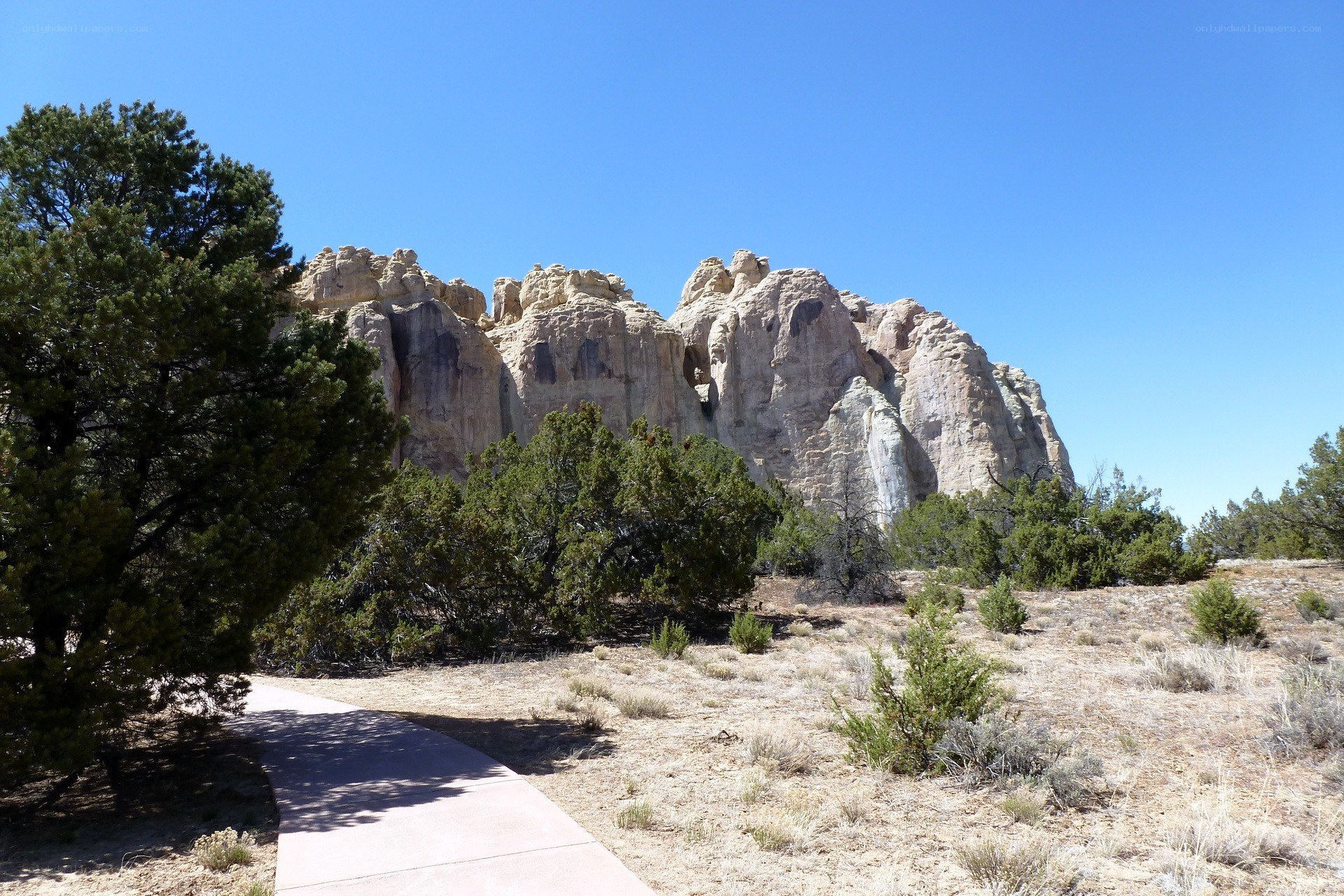 Desert rock formation with path