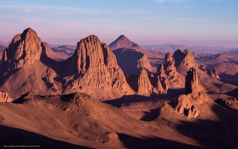 Desert rock formations at sunrise