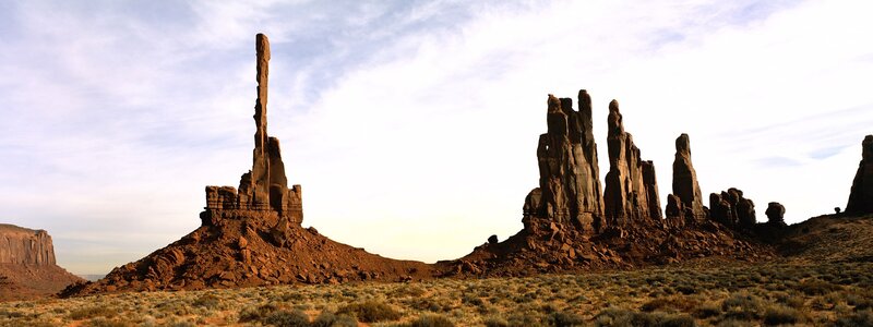 Desert rock formations at sunset