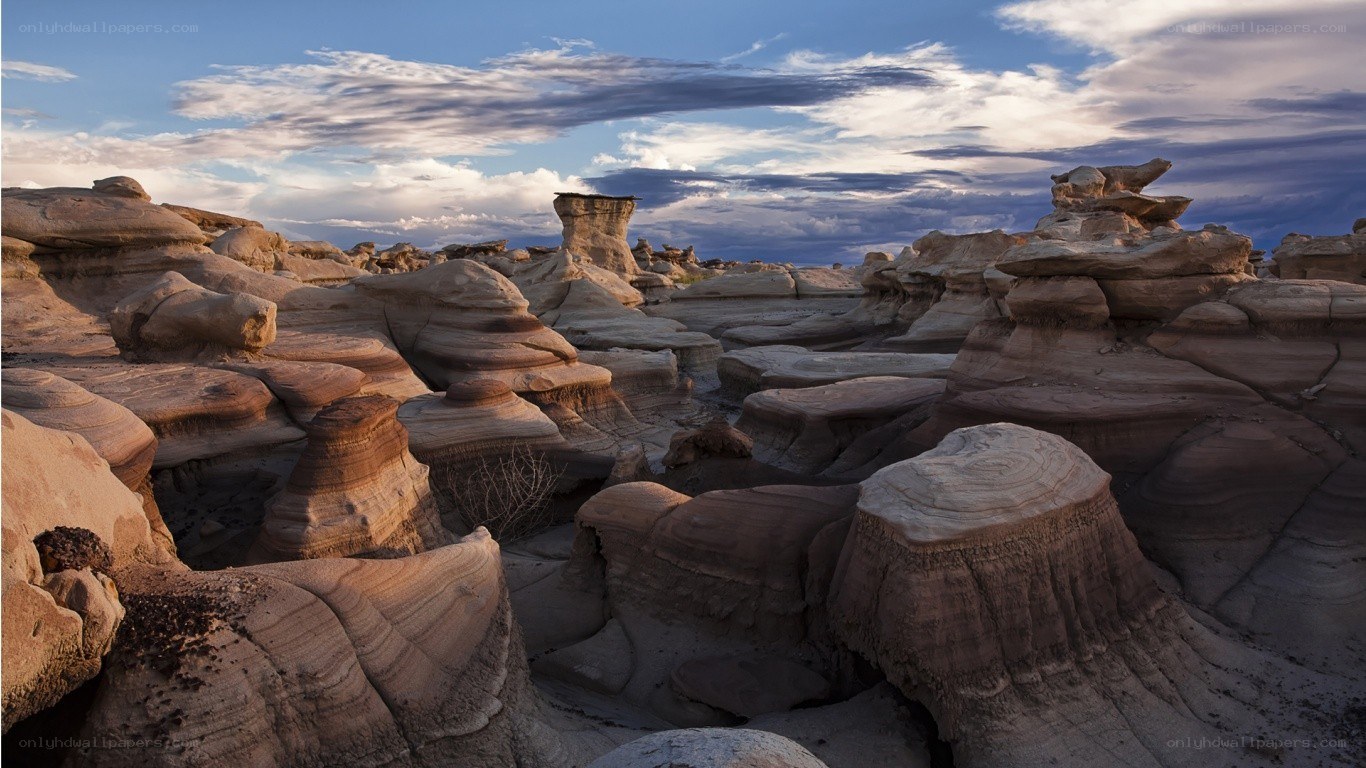 Desert rock formations at sunset