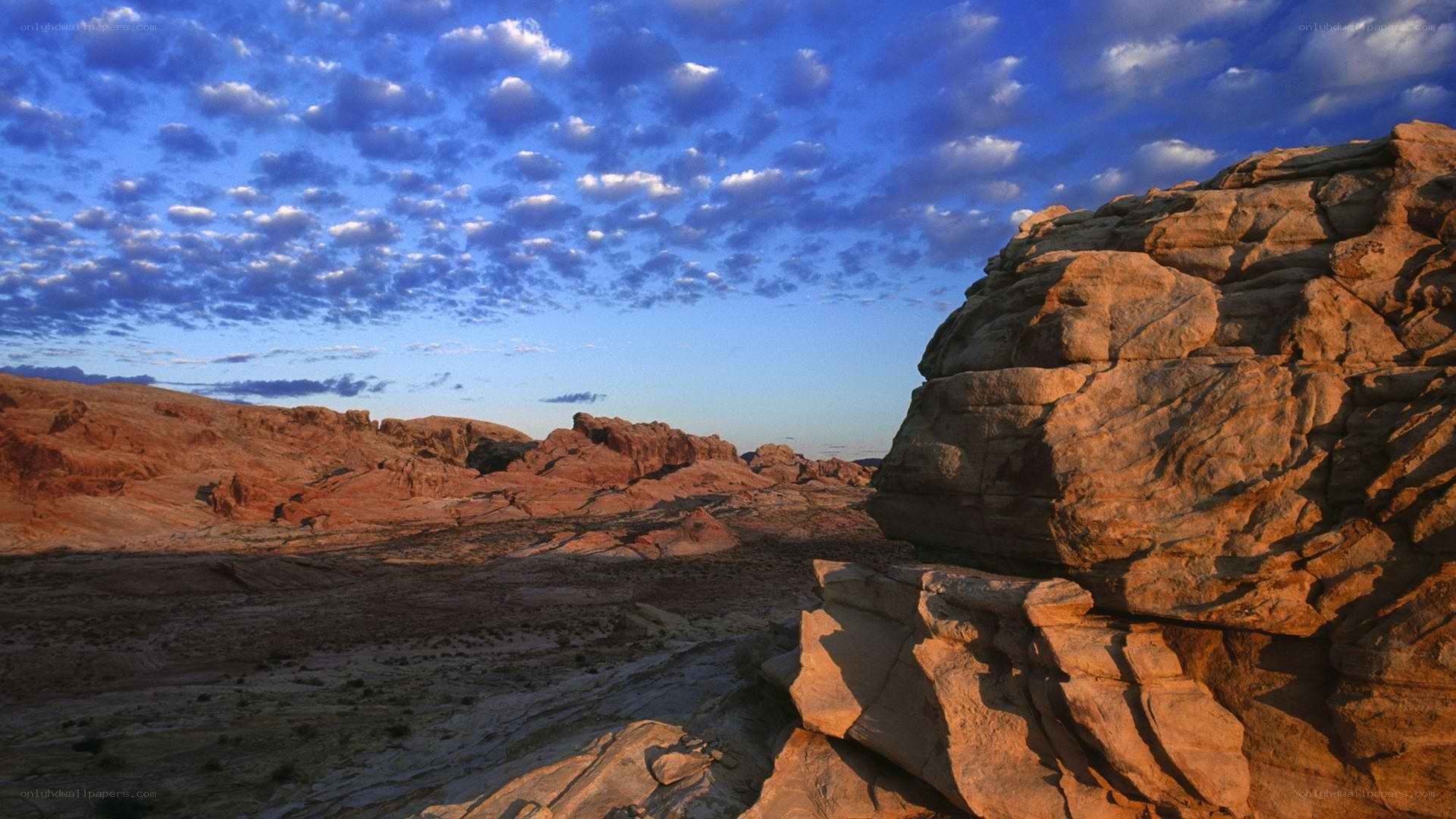 Desert rock formations at sunset