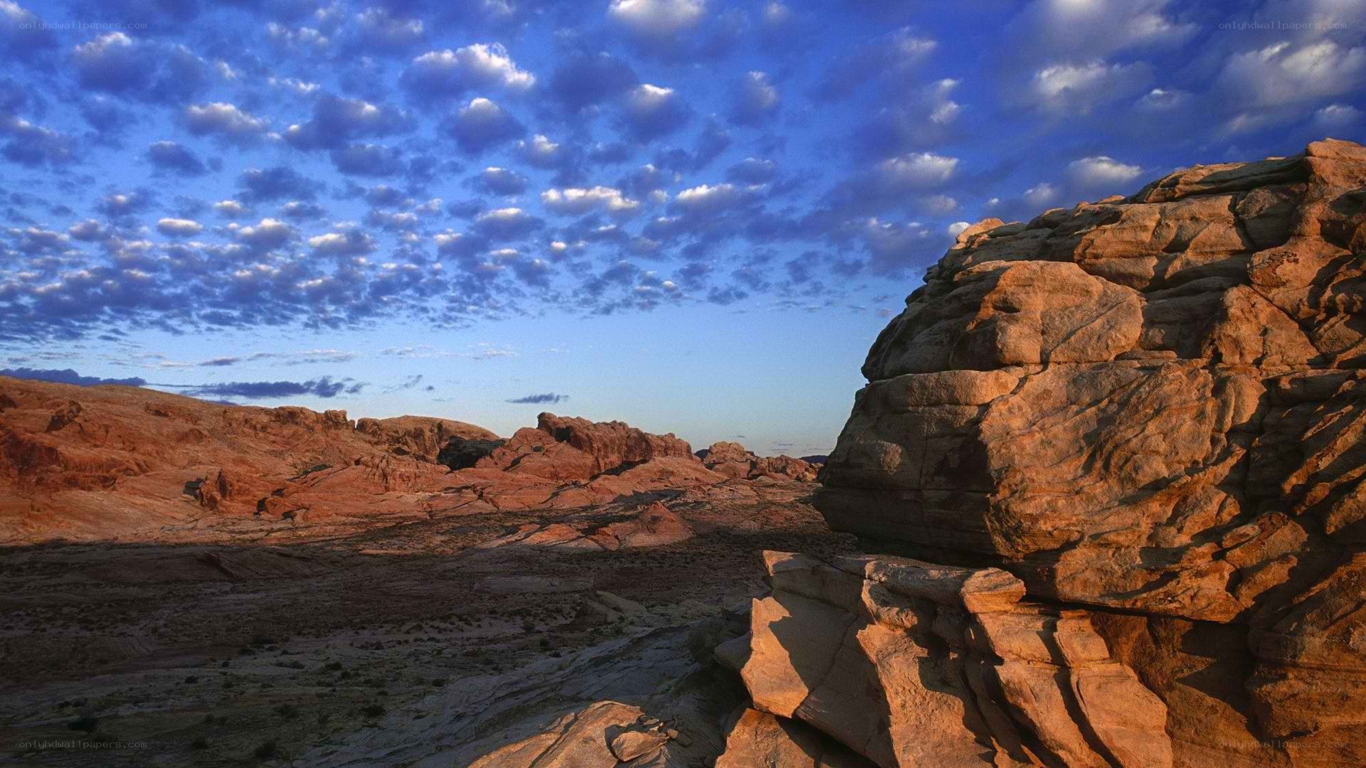 Desert rock formations at sunset